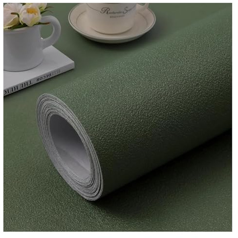 PADGCNOR Papier peint autocollant de couleur unie, autocollant mural imperméable for armoire, chambre à coucher, maison, film vinyle, papier de contact, décoration d'hôtel(Green 1,40cm x 100cm)