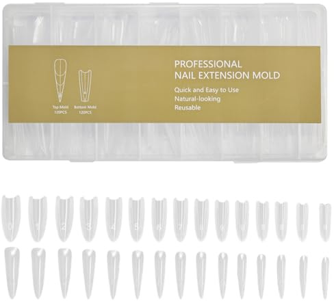 Formes pour ongles longue pointe – 240 pièces formes sandwich pour extensions en gel/polygel, look stiletto dramatique