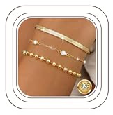 Kakonia 3 st S925 Silver Damarmband Guldpläterade Kedja Armband Silver Armband Set Justerbar Armband Smycken för Kvinnor, Sterlingsilver, Zirkonia