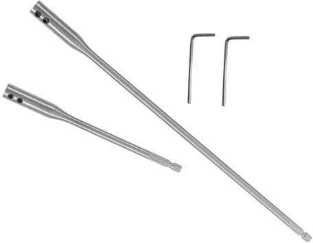 MAGICLULU Set 4 Prolunghe per Punte da Trapano a Pala Legno 150/300 Mm con Chiave Esagonale, Barre di Estensione per Trapano Manuale ed Elettrico, Accessori Falegnameria per Viti Difficili