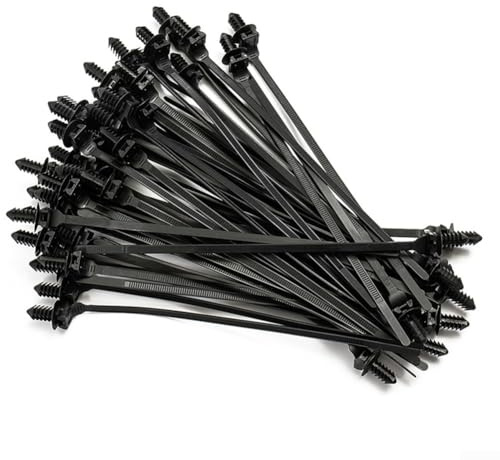 Paquete de 100 bridas de nailon con clip para asegurar cables, tuberías y tubos en arneses de cableado automotriz e instalación