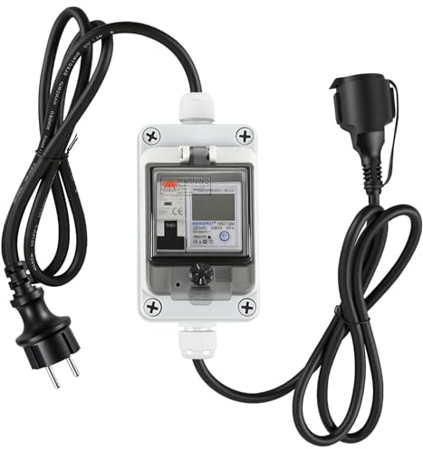 Peviasot Compteur électrique mobile 230 V 16 A avec disjoncteur FI