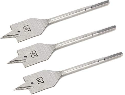 BAFOVY 28mm Flat Wood Drill Bit Set High Carbon Steel Spade Boring Drill Bit 3pcs with Cutting Thorn Design Round Hole Drilling for Woodworking Home Repair