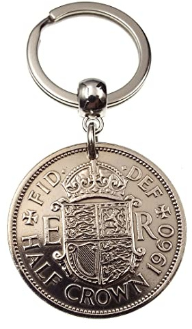 A Silver Dream 1960 Half Crown Coin Keyring Birthday Anniversary Retirement His Hers Men Women