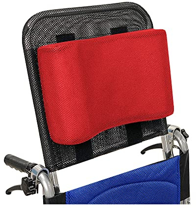 Rollstuhl-Kopfstütze, Nackenstütze, Kopfpolster, verstellbar und tragbar, für Erwachsene, 40,6-50,8 cm Rollstuhl-Kissen, Universalzubehör (Red)