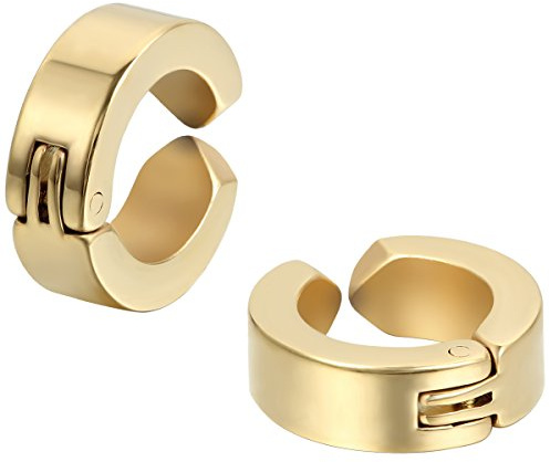 JewelryWe Schmuck 2x Creolen Edelstahl ohne Loch Fake Ohrstecker Ohrclips Klappcreolen Huggie 4mm, Silber Schwarz Gold Blau