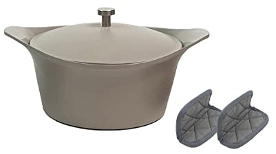 COOKUT L'Incredibile Cocotte in Metallo 24cm Grigio Perla con Pomello in Metallo e Presine