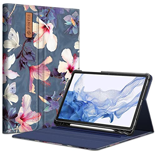 Fintie Hülle für Samsung Galaxy Tab S8 11 Zoll 2022 /S7 11 Zoll 2020, Multi-Winkel Betrachtung Folio Schutzhülle mit S Pen Halter Dokumentschlitze Auto Schlaf/Wach, Blühender Hibiskus