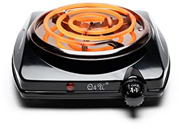 Q4U Charcoal Burner 1500W Black Hot Plate for Coconut Coal
