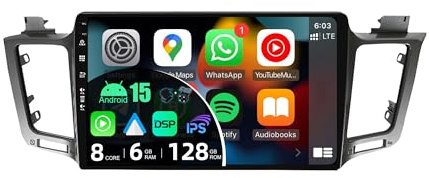 BXLIYER - [8-Core, 6G+128G] - Android 15 IPS Autoradio pour Toyota RAV4 (2013-2018) - sans Fil Carplay + Android Auto - LED Caméra + MIC - 2 Din 10.1 Pouce -DSP Dab Volant WLAN 360-Caméra Fast-Boot