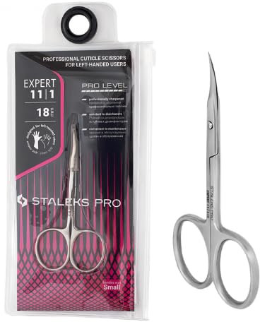 STALEKS PRO by Natury Nails Tijera profesional para cutículas para zurdos. Anillos ergonómicos. Acero inoxidable. Expert 11/1