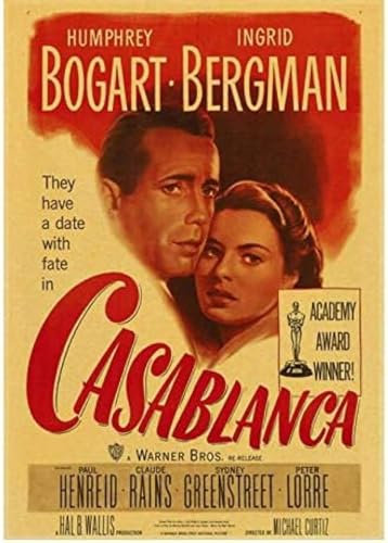 Poster Casablanca Vintage Filmplakat Wandkunst Bilder Poster Und Drucke Filmstills Leinwand Malerei Kunst Wand Home Decor 50X70Cm Kein Rahmen