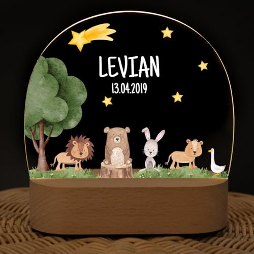 wunderwunsch - Personalisiertes Nachtlicht für Babys - Individuelle Nachttischlampe für Kinder - Personalisierte Geschenke Kinder - Babygeschenk - Geschenk zur Geburt