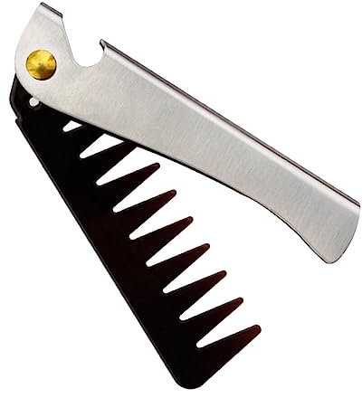 FRCOLOR Retro Oil Comb Stainless Steel Handle Comb Foldable Hair Portable Pocket Styling for Men Massage Static for Travel and Daily Use
