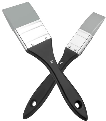 DSLSQD 2 pinceles de silicona para pintar con bordes puntiagudos y planos, herramienta de pintura acrílica flexible y a base de agua, herramienta de modelado de color (1 pulgada, 2 pulgadas)