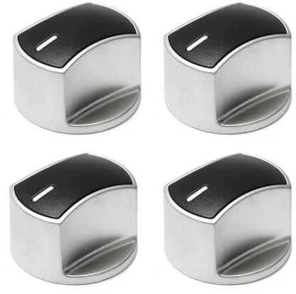 BBTISG 4 Stück Gasherdknöpfe, 8mm Universal Herdknöpfe, Silberfarben Metall Küche Herd Drehknopf Herdknöpfe für Küchenherd, Gasherd, Backofen