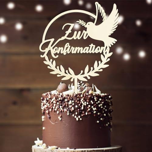 Tortendeko Konfirmation, Cake Topper Zur Konfirmation aus Holz, Torte Deko, Konfirmation Deko Junge Mädchen Geschenke Gastgeschenke, Konfirmationsgeschenke Junge Mädchen