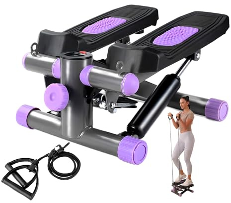 YYJO Stepper für Übung zu Hause, Mini-Stepper mit Widerstandsbändern, leiser tragbarer Treppenstepper für Gesäßheben und Körperformung