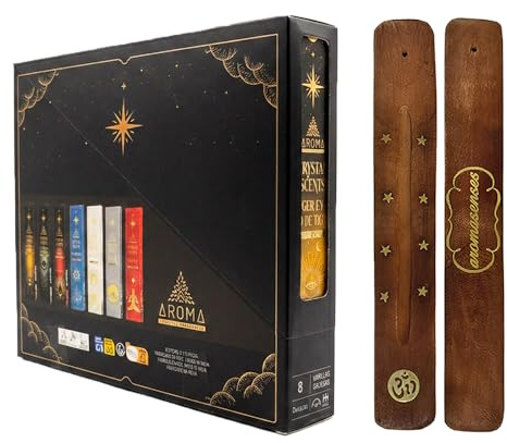 Aromasenses | Incienso Aroma Crystal Ojo de Tigre + 1 Tablilla Aromasenses | Minerales Esotéricos | Caja Completa de 12 Cajetillas de Incienso + 12 Cajitas con Minerales Ojo de Tigre | Purificación