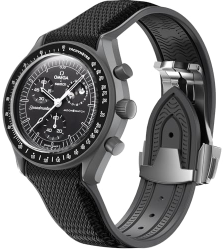 20 mm klockarmband för Omega x Swatch MoonSwatch, vikbart spänne kompatibelt med Omega X Swatch Moonswatch Speedmaster, böjt ersättningsarmband utan mellanrum för män och kvinnor, 20 millimeters
