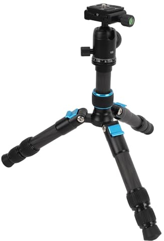 Mini Camera Tripod, Carbon Fiber Extendable Tripod with 1/4 Inch Screws & 360° Ball Head, for Arca QR Plate Bubble Level Portable Lightweight Desktop Tripod for DSLR, Phone, Etc