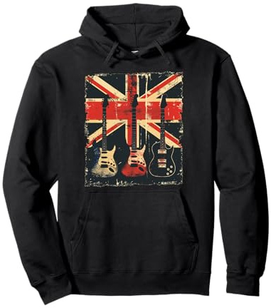 Vintage Gitarre British Jack Union Flag Rock Guitarist Pullover Hoodie