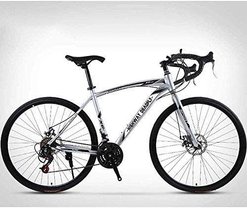 ALQPPM 26-Tums Landsvägscykel, 24-Växlade Cyklar, Dubbla Skivbromsar, Ram I Högt Kolstål, Racercyklar, Röd/Sier