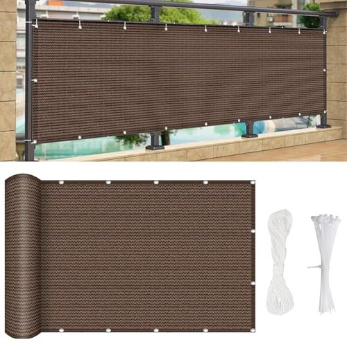 Brise Vue Jardin, Brise Vue 500 x 160 cm Protection Contre Vent, Soleil, Pare-Exterieur Cache Occultant pour Terrasse, avec Attaches Câble et Cordons, pour Piscine, Patio, ‎Marron
