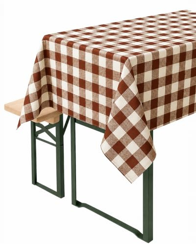 texpot Tischdecke Landhaus 2 cm Karo Bauernkaro (Braun, 30 x 140 cm)