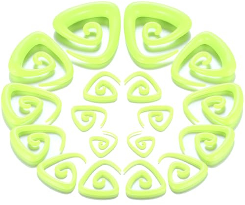 1 SET Grün Dreieck Acryl Dehnspiralen Plugs Tunnel Kegel Dehnungsschnecke Acrylkegel Dehnschnecke Kit Ohrringe Dehnstab Piercing Spirale Ohr Expander Frauen Herren 1.6 2 2.5 3 4 5 6 8 10 mm