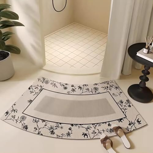 Arc-shaped Shower Mat - Gebogene Duschmatten, super saugfähige, gebogene Badematte for runde und Eckduschen, schnell trocknende Eck-Badematte, rutschfeste Gummi-Duschmatte for die Außendusche, leicht