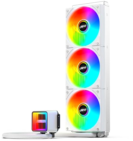 JEYI 360mm AIO CPU Water Cooler,Refrigeracion Liquida 360mm Water Cooling,Infinity Mirror Efficient PWM-Controlled Pump,for AMD AM5/AM4,Intel LGA1851/1700,iArcticStorm 360 mm White,4.72x15.47x2.01