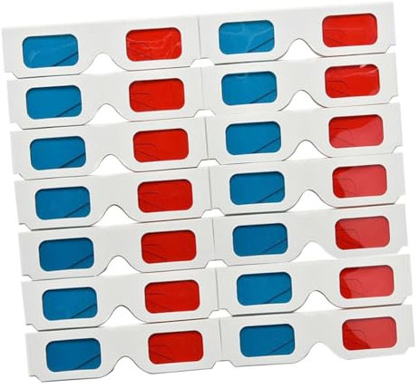 jojofuny Lunettes 3D en Papier Stéréo Rouge Et Bleu 50 Pièces pour Cinéma Maison Jeux Vidéo Grand Public Léger