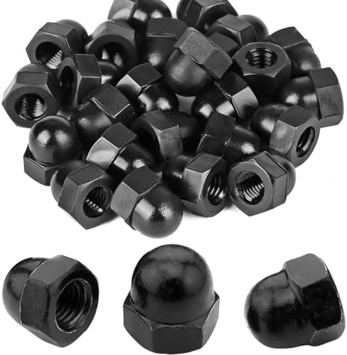 Bikasun 20 Pièces M10 Noir Ecrou Borgne Inox écrous borgne M10 hexagonaux Ecrou Borgne Hexagonal DIN 1587 Forme Supérieure A2 V2A Cache Ecrou pour Vis Boulons Filetés & Tiges Filetées