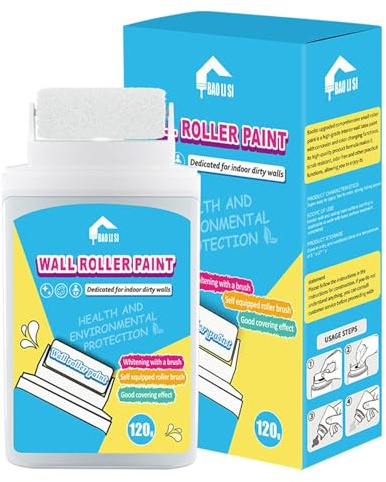 Wall Repair Rolling Brush, White Portable Rolling Paint for Walls, Fast-Drying and Water-Based Paints Filler Roller Easy to Apply, Wall Patch Repair Rolling-Paint (120g)
