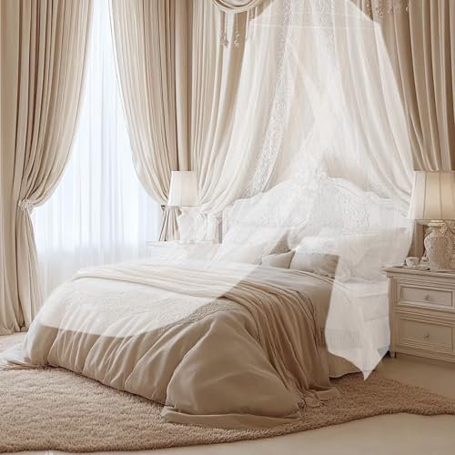 Pddenality 1 Pcs Mosquito Net for Bed, Mosquito Bed Net for White Dome, Single and Double Bed Use for Indoor and Outdoor Travel