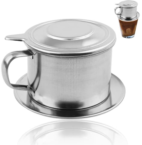 Vietnamesische Kaffeemaschine aus Edelstahl, Tropffiltertopf, traditionelle Brühmethode für köstlichen Kaffee