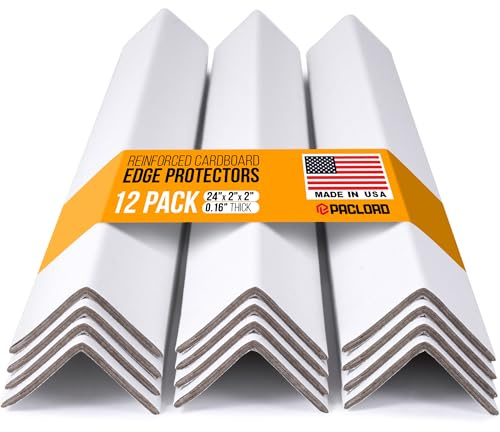 Paclord 24 x 2 x 2 Reinforced Cardboard Edge Protectors, White (Pack of 12) – 0.16 Thick Heavy-Duty Cardboard Corner Protectors for Shipping – American Quality V-Board Pallet Edge Protectors