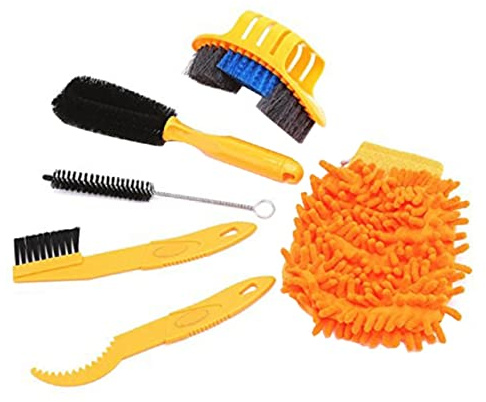 GOOHOCHY 6-Piece Bike Chain Cleaning Kit Tire Brush Sprocket Scraper Mitt for Bicycles Road Bikes