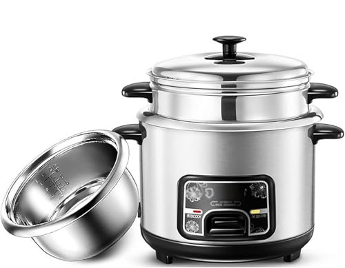 Cuociriso con Funzione Vapore e Mantenimento Caldo (2/3/4/5L) Fodera Inox 304, con Spatola e Tazza dosatrice, per 1 a 7 Persone (2L)