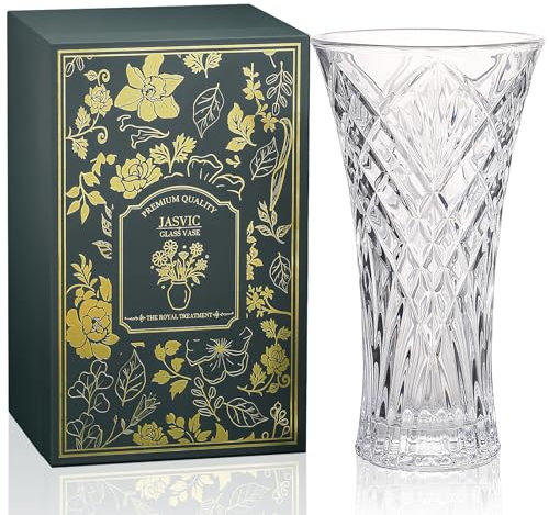 30 CM Glass Crystal Vase with Decorative Gift Box - Elegant Tall Tulip Vases for Flowers, Wedding, Valentine’s Day, Anniversary Present, Clear Tall Vase Centrepiece for Living Room Home Décor