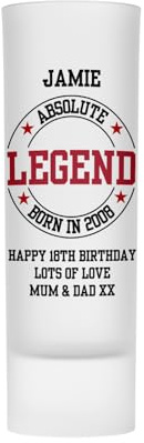 18th Birthday Gift - Personalised 18th Birthday Shot Glass for Girls Boys, Age 18, 21st 30th 40th (Absolute Legend)