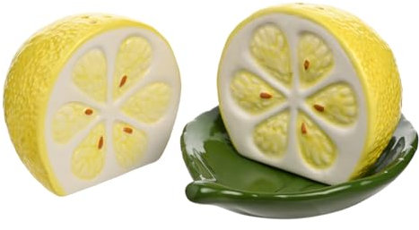 Hestia - Salt & Pepper Shaker Set - Lemon - Spring Novely Home Decor Gifting - Homeware, Kitchen & Dining - H: 9cm x W: 13cm.
