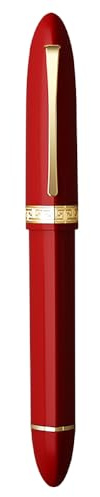 erofa Majohn V60 - Penna stilografica a stantuffo con pennino extra fine, in resina triangolare, colore rosso dorato, set da ufficio, con confezione regalo