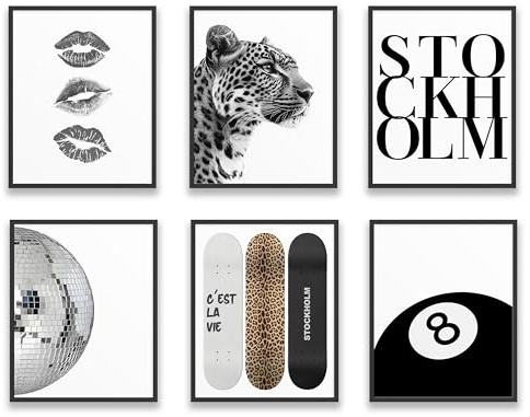 TwoDays Stockholm-Stil Raumdekoration für Frauen, schicke, trendige Wandkunst für Wohnzimmer, ästhetisch, luxuriöse Modeposter für Zuhause, Schlafzimmer, Wohnheim (20,3 x 25,4 cm, 6 Stück, ungerahmt)