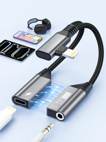 Rocketek 90 Grad Magnetischer Lightning auf 3,5 mm Adapter und Laden 2 in 1 Lightning auf Klinke PD 27W Kopfhörer Adapter Aux Adapter Kabel Dongle HiFi mit DAC-Chip für iPhone 14/13/12/11/X/XS/XR/8/7