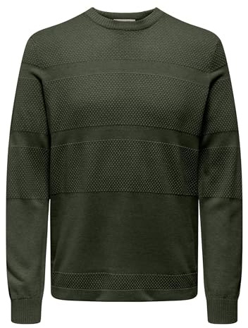 ONLY & SONS Onsmalik Reg 12 Pinaple Crew Knit Noos, Olive Night, 3XL