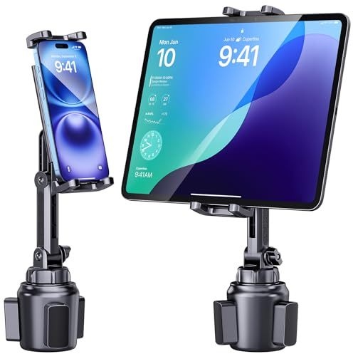 Giftorld Soporte para taza, teléfono y tableta, para coche, camión, soporte giratorio de 360 ° y brazo ajustable, compatible con iPad Samsung Tab iPhone de 4 a 10 pulgadas, Kindle Fire HD