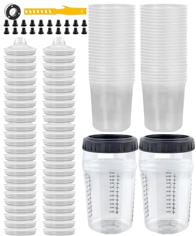 Vasos mezcladores de pintura – recipiente medidor , juego de fugas, ideal para proyectos de automóviles o talleres, reparación de epoxi trabajo renovación de coches o mezcla de colores