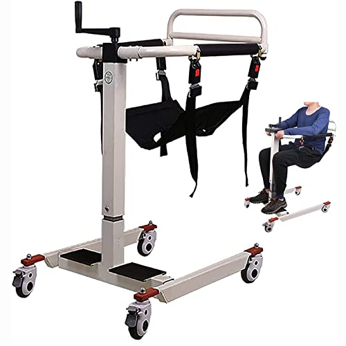 Height-Adjustable Wheelchair with Lift Hoist and Flip-Up Footrests for Easy Elderly and Disabled Shower and Toilet Transfers